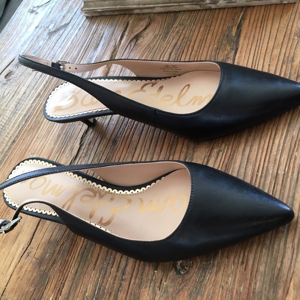Sam Edelman Ludlow Black Leather Pointed Heels